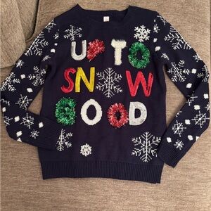 No Boundaries Navy Snowflake Sweater